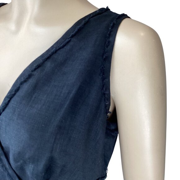 Talbots Womens Dress Size 6 Black Linen Sleeveless Sheath Fringe Raw Edge Tiered - Picture 4 of 9